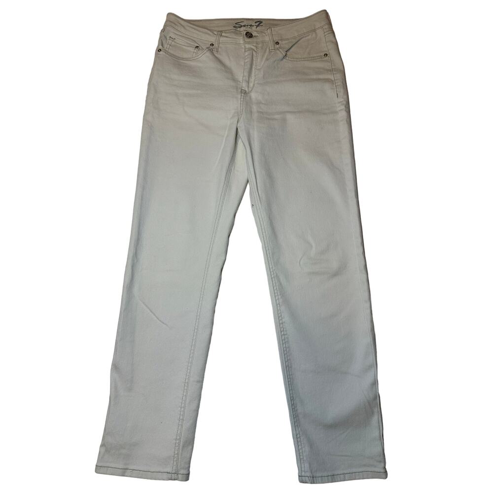 Seven 7 Women’s High Rise Slim Straight Leg Jeans 5 Pocket Bone White Size 8